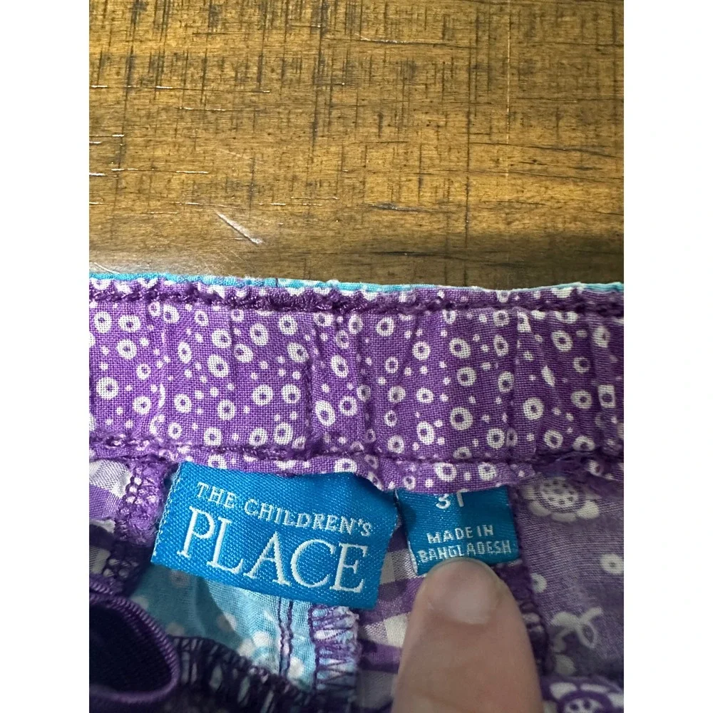 The Childrens Place Kids Patchwork Shorts‎ Purple Teal Gingham Floral 3T